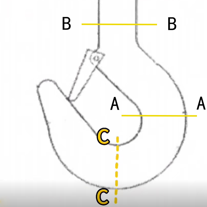 吊车吊钩3个断面